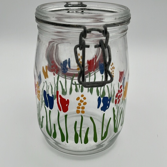 Arc France 1L Tulip Design Vintage Glass Canning Jar with seals. - Picture 5 of 10